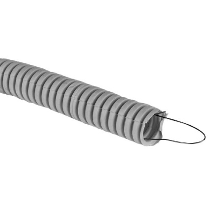 Труба гофра 25мм ПВХ 50м серый EKF с протяжкой 