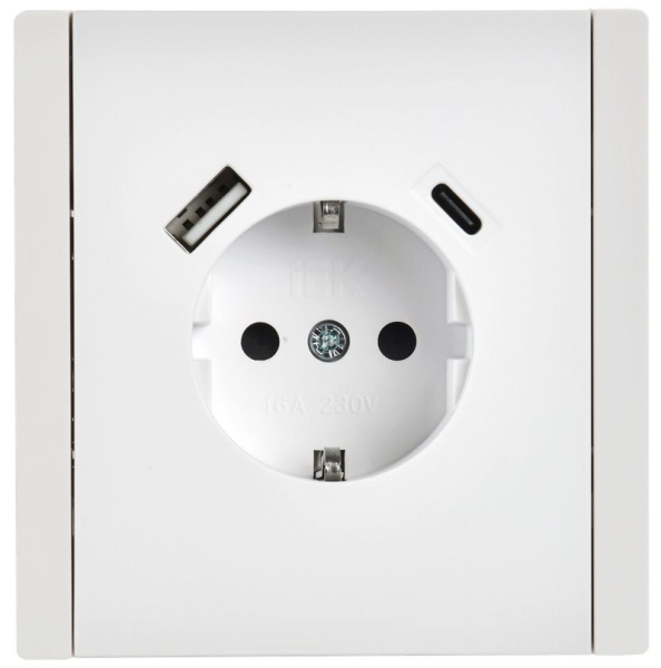 Фортепиано белый розетка скрытая 1-мест заземление шторки USB IP20 