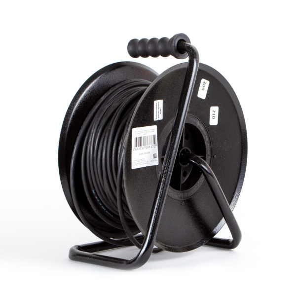 Удлинитель 4-мест 50м КГ 3*1,5 черный катушка металл IP44 PlexUp 3500Вт