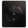 Миле Раунд черный механизм розетки скрытая 1-мест заземление с крышкой шторки IP44 