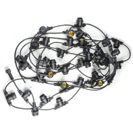 Гирлянда Белт-лайт 10м, E27, шаг 25см, 40 патронов, черный каучук, IP65 (Uniel)