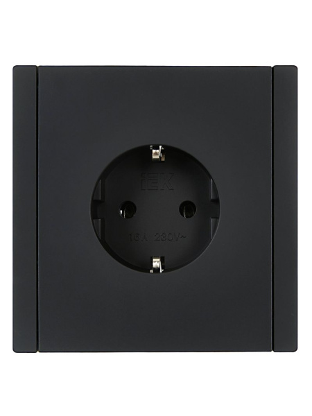 Фортепиано черный механизм розетки скрытая 1-мест заземление IP20 