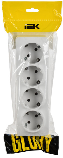 Глори белый розетка открытая 4-мест заземление IP20 