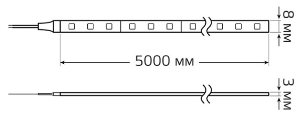 Лента свд 12В 12Вт/м 120свд/м 4000К 1200лм/м 2835 IP65 Gauss 5м комплект