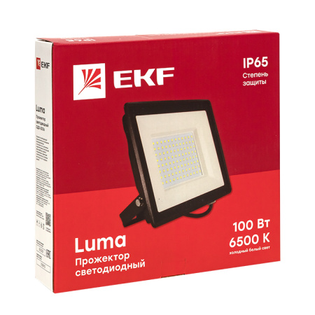 Прожектор свд 100Вт 6500К 8000лм черный IP65 110° Luma EKF