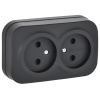 Глори черный розетка открытая 2-мест IP20 