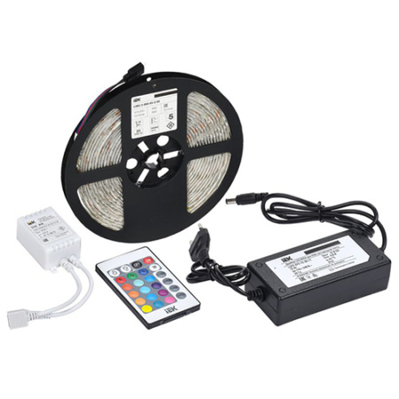 Лента свд 12В 14,4Вт/м 60свд/м RGB 5050 IP65 IEK 5м комплект